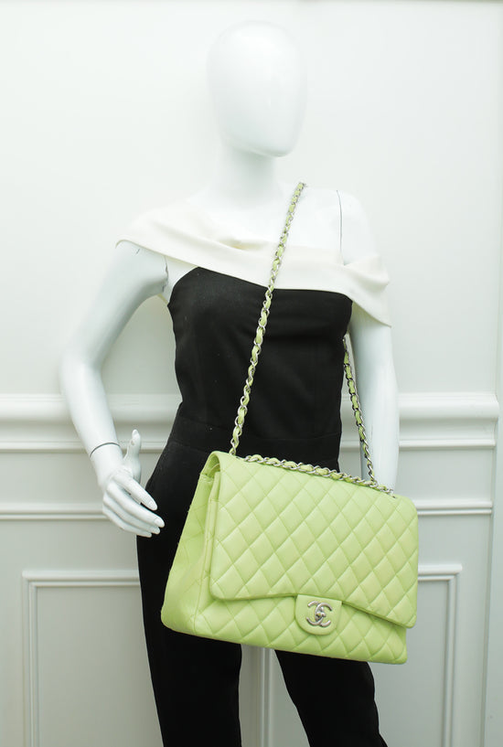 Chanel Lime CC Classic Double Flap Maxi Bag