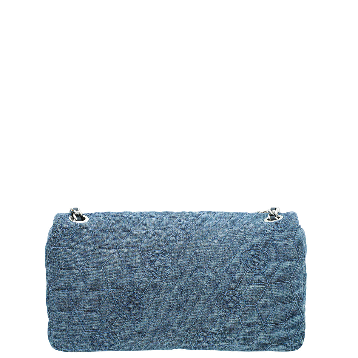 Chanel Blue Denim Camellia Embroidered Flap Bag-Chanel-THE CLOSET