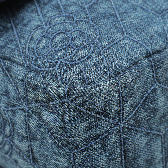 Chanel Blue Denim Camellia Embroidered Flap Bag