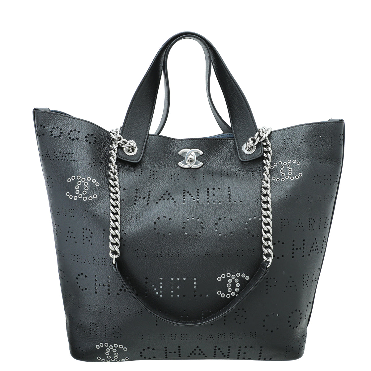 Chanel Black CC Logo Eyelets Small Shopping Bag-Chanel-THE CLOSET