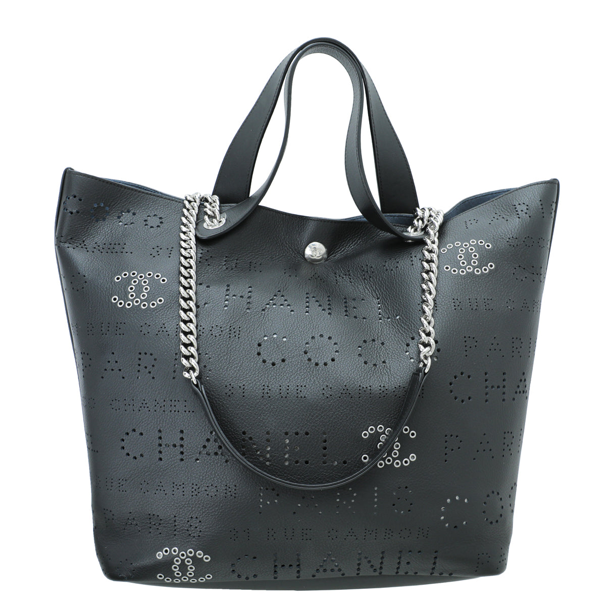 Chanel Black CC Logo Eyelets Small Shopping Bag-Chanel-THE CLOSET