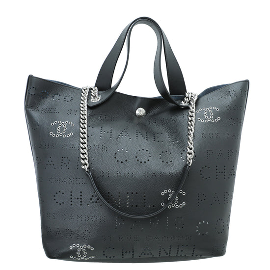 Chanel Black Leather Logo Eyelets Belt Bag Chanel