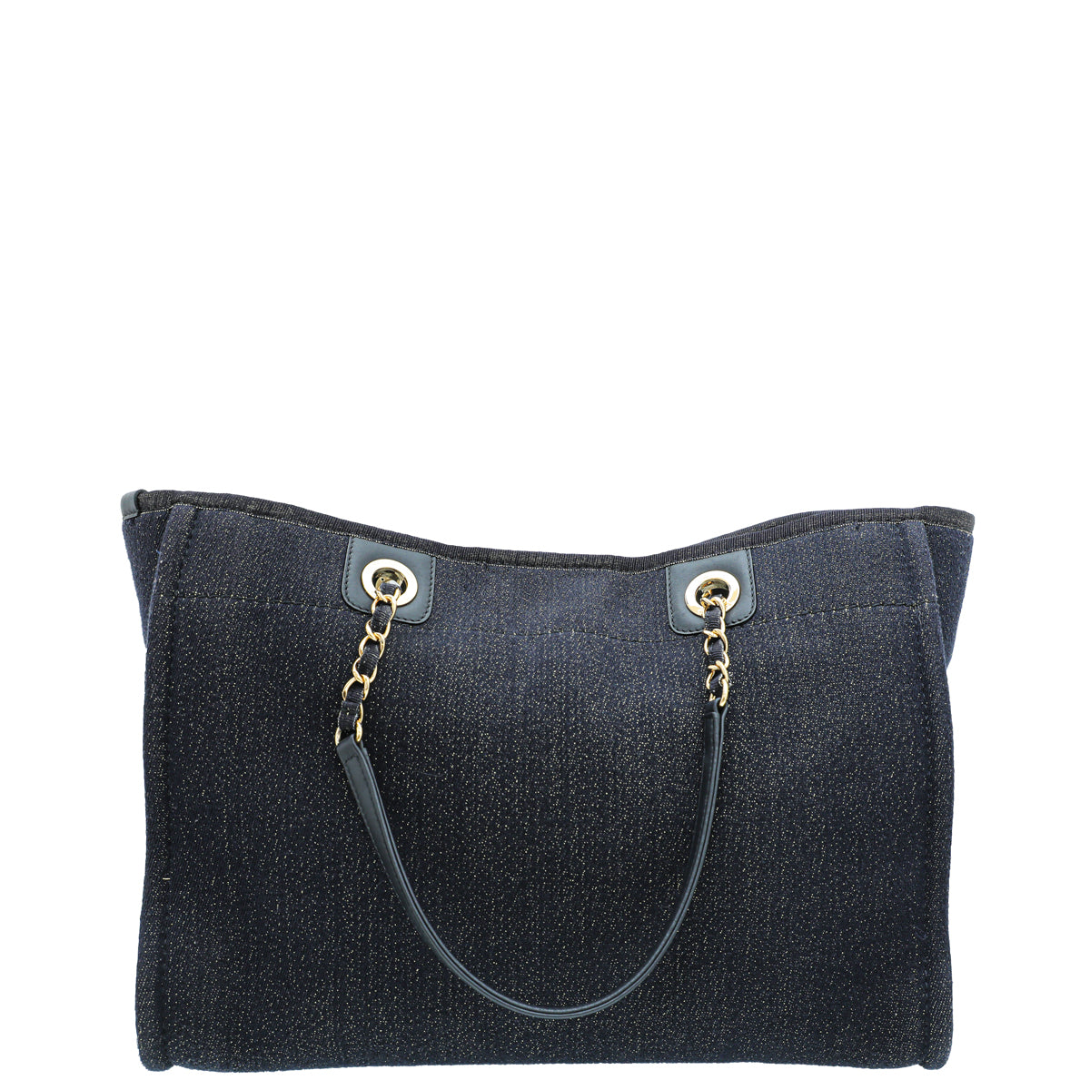 Chanel Navy Lurex Boucle Small Deauville Tote Bag-Chanel-THE CLOSET
