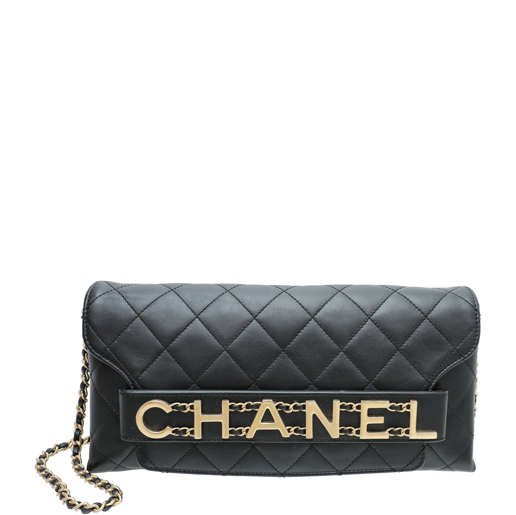 Chanel Black Logo Enchained Clutch Bag-Chanel-THE CLOSET