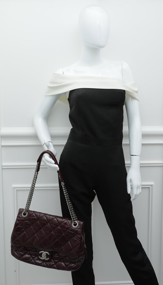 Chanel Burgundy CC Aged Easy Flap Jumbo Bag