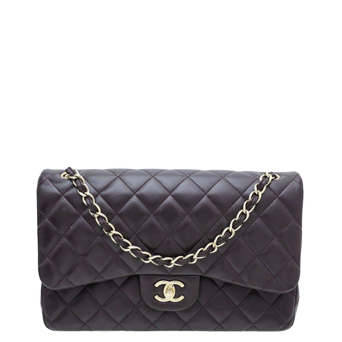 Chanel Dark Violet CC Classic Double Flap Jumbo Bag-Chanel-THE CLOSET