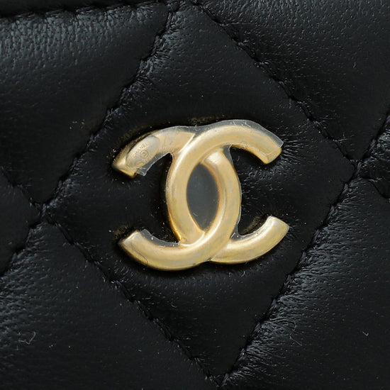 Chanel Black Quilted Small Vanity Case W/ Chain