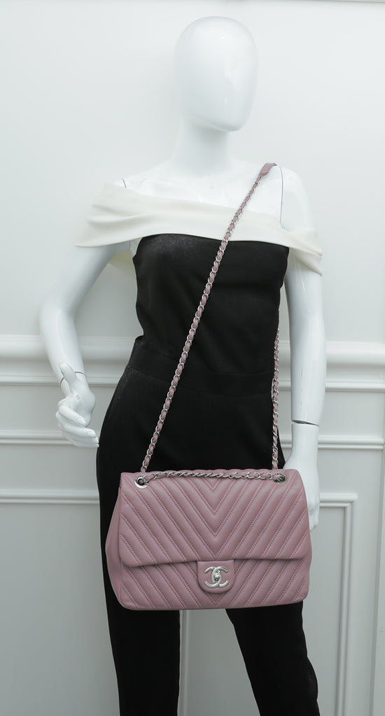 Chanel Mauve CC Chevron Single Flap Jumbo Bag