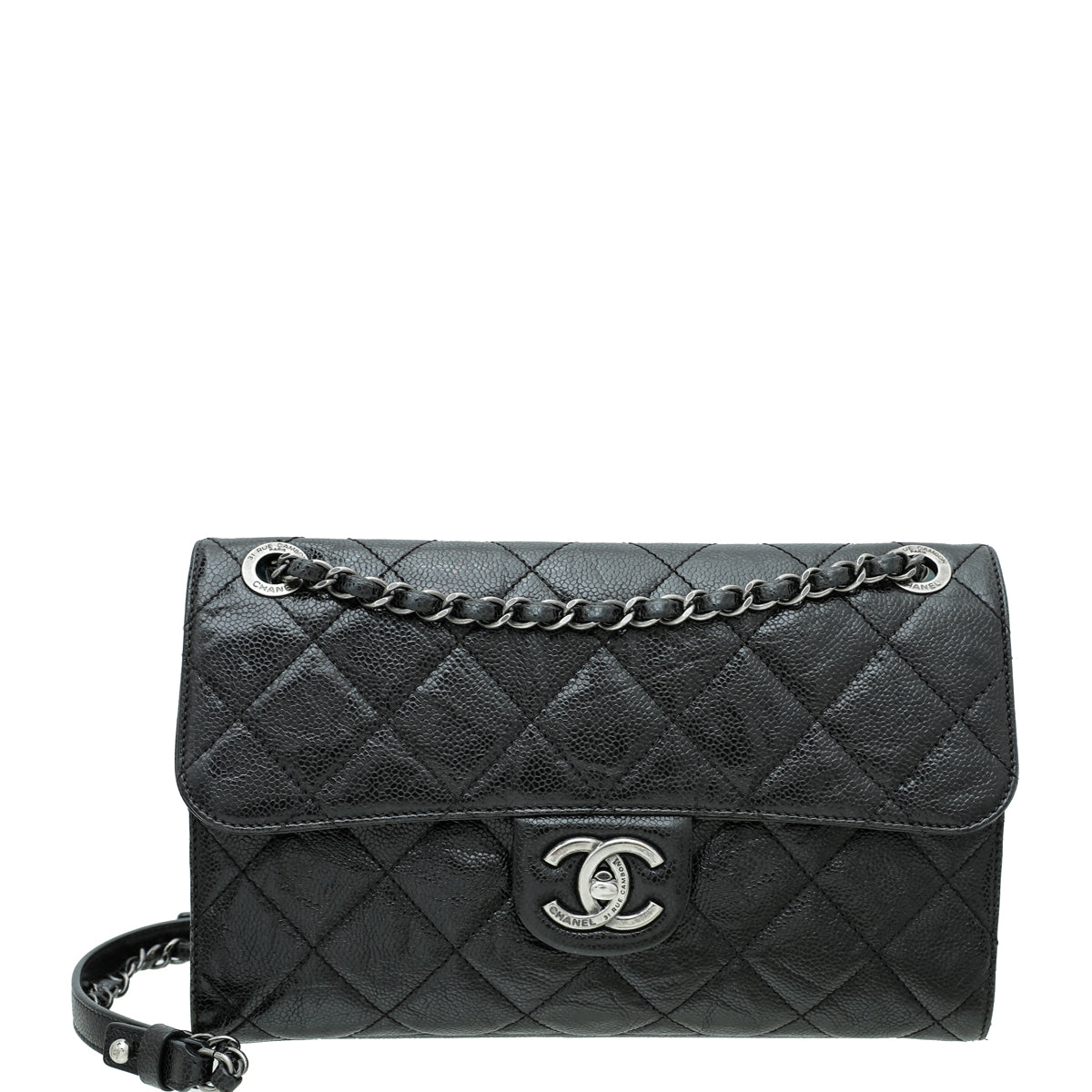 Chanel Black CC Glazed Crave Flap Medium Bag-Chanel-THE CLOSET