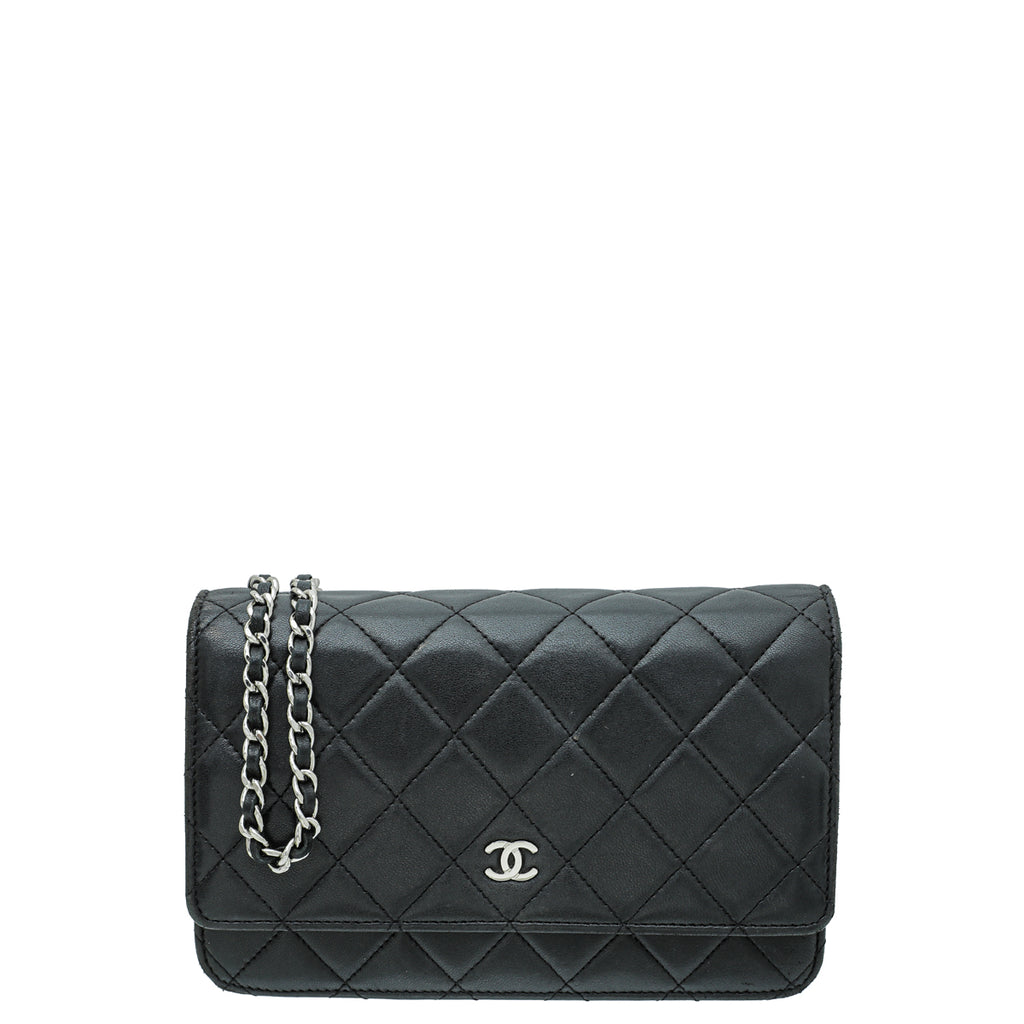 Chanel Black CC Pearl Wallet On Chain Leather ref.970151 - Joli Closet