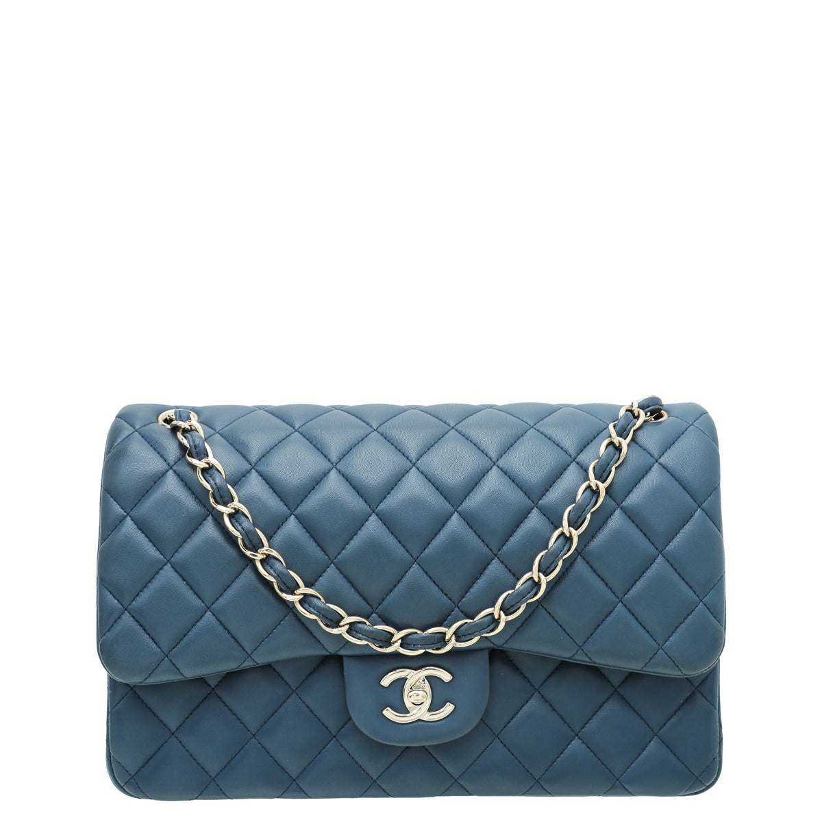 Chanel Navy Blue CC Classic Double Flap Jumbo Bag-Chanel-THE CLOSET