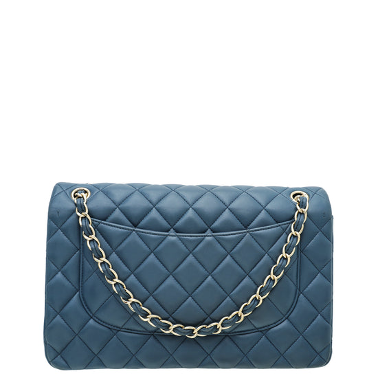 Chanel Navy Blue CC Classic Double Flap Jumbo Bag