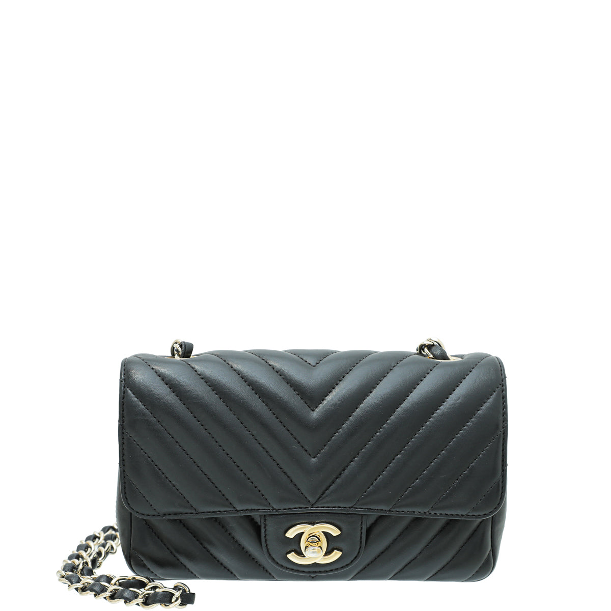 Chanel Black Chevron Classic Mini Flap Bag - Main Image