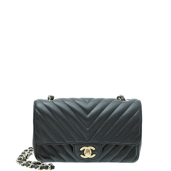 Chanel Black Chevron Classic Mini Flap Bag – The Closet