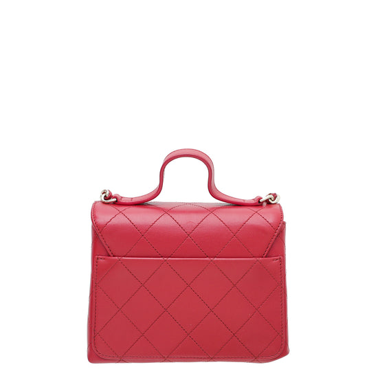 Chanel Red CC Double Pocket Top Handle Bag