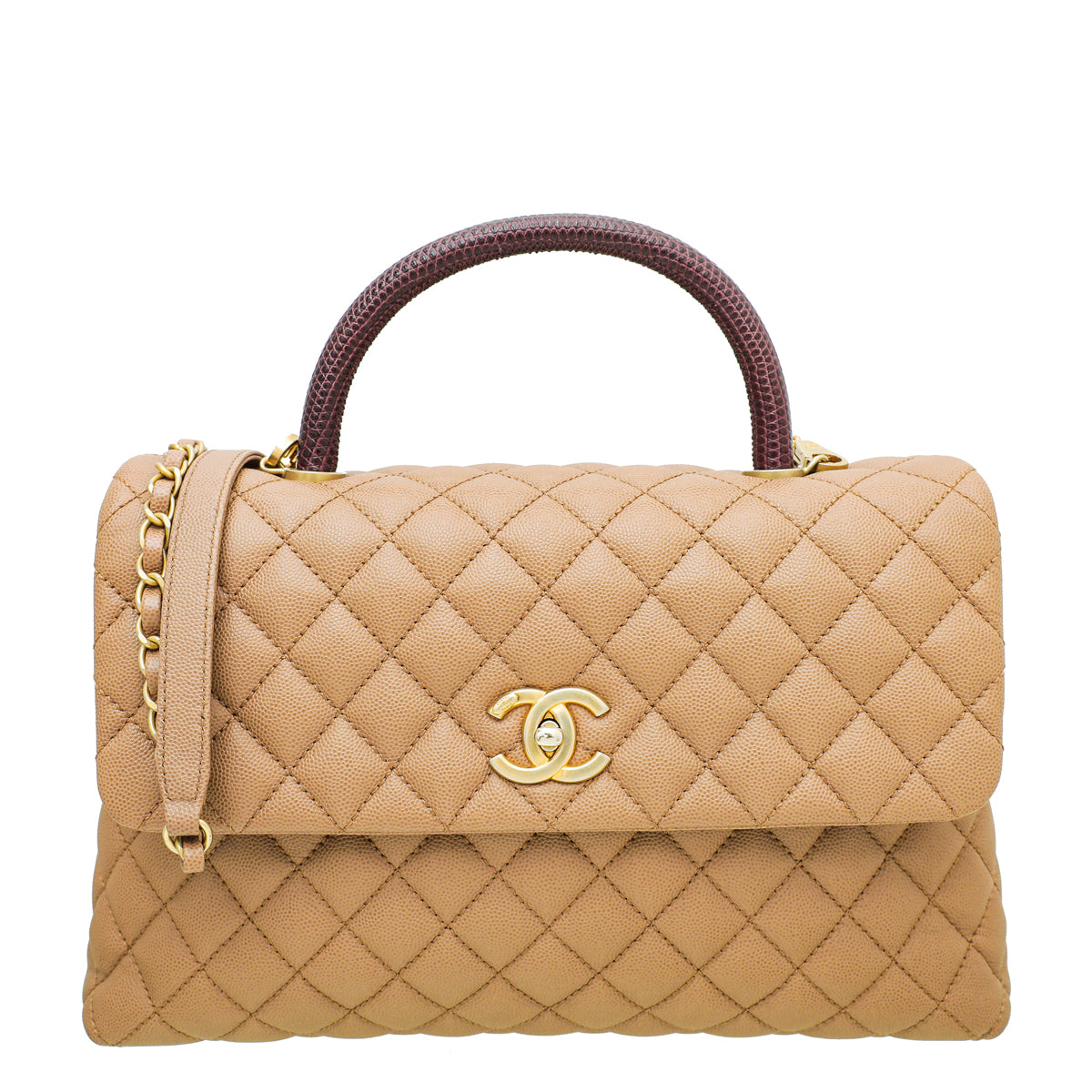 Chanel Light Brown Coco Handle Lizard Medium Bag  The Closet