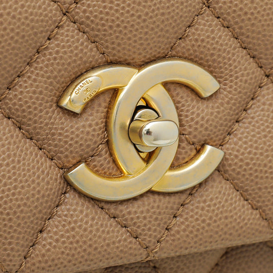 Chanel Light Brown Coco Handle Lizard Medium Bag