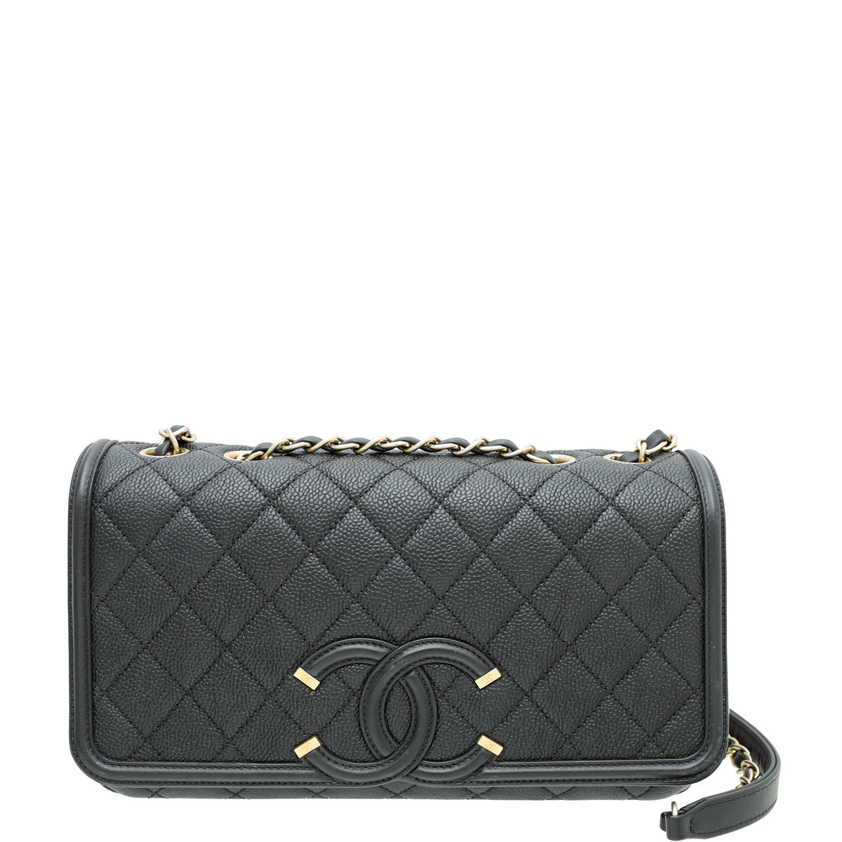 Chanel Black CC Filigree Flap Medium Bag