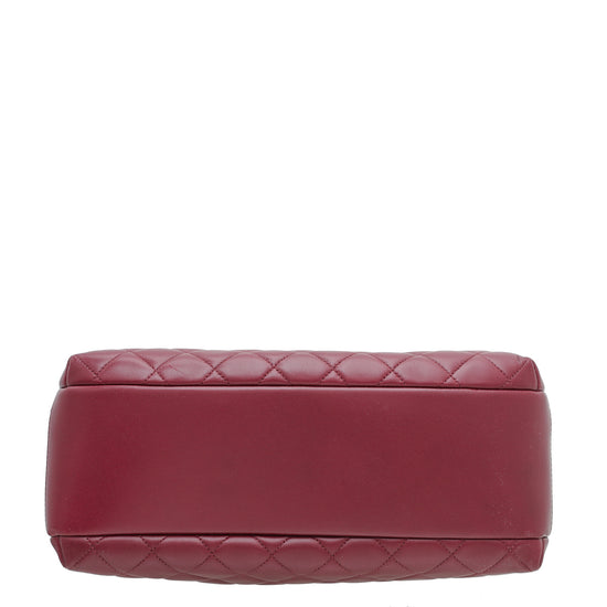 CHANEL Maroon Caviar Leather Boston Bag