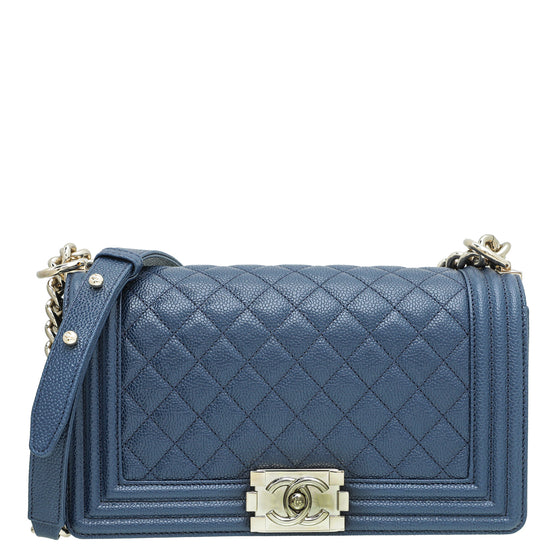 Chanel Handbags Navy blue Leather Lambskin ref.90698 - Joli Closet