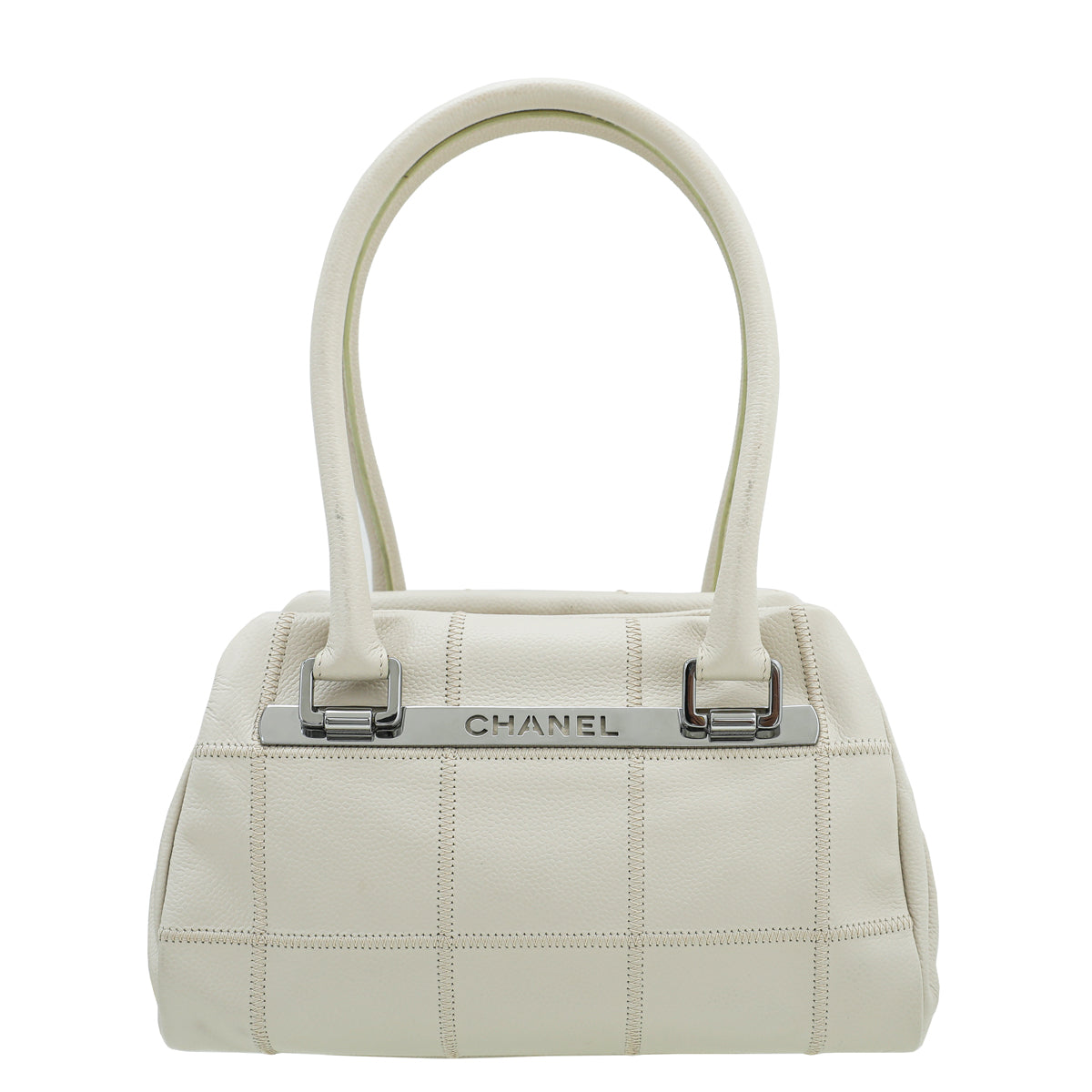 Chanel Ivory Square Quilt Lax Bowling Bag-Chanel-THE CLOSET
