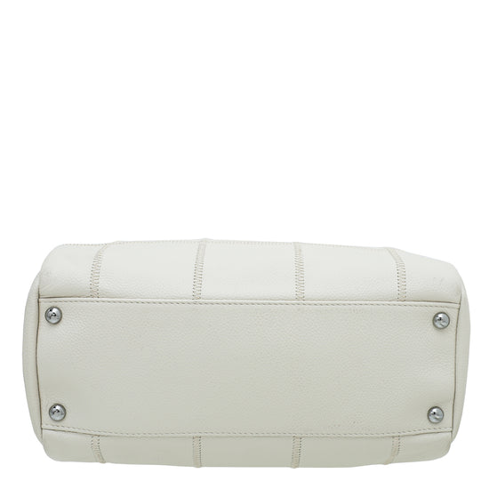 Chanel Ivory Square Quilt Lax Bowling Bag