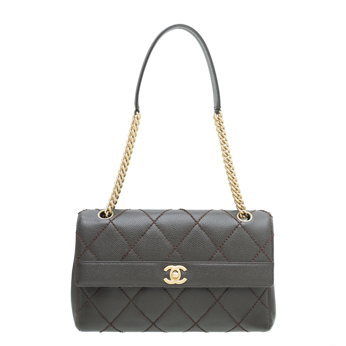 Chanel Chocolate Diamond Quilt Border Flap Medium Bag-Chanel-THE CLOSET