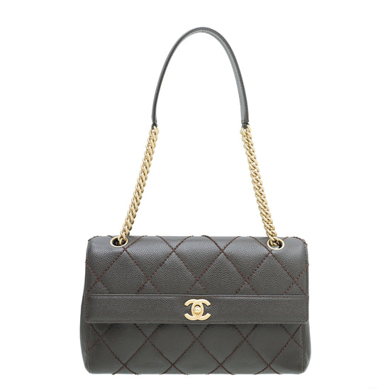 Chanel Chocolate Diamond Quilt Border Flap Medium Bag