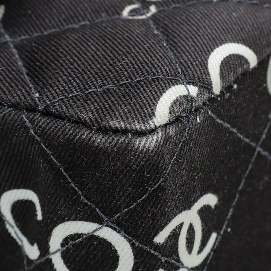 Chanel Black Coco Print Double Flap Medium Bag