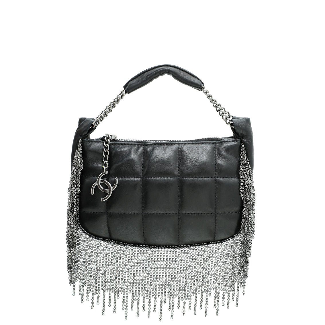 Chanel Black CC Chocolate Bar Fringe Chain Hobo Pouch-Chanel-THE CLOSET