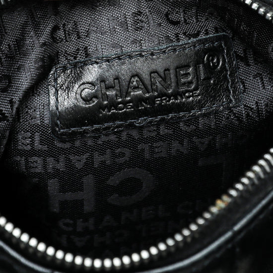 Chanel Black CC Chocolate Bar Fringe Chain Hobo Pouch