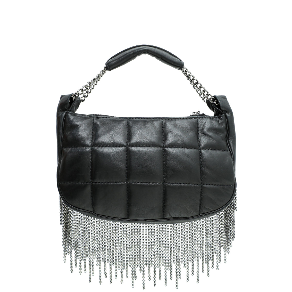 Chanel Black CC Chocolate Bar Fringe Chain Hobo Pouch-Chanel-THE CLOSET