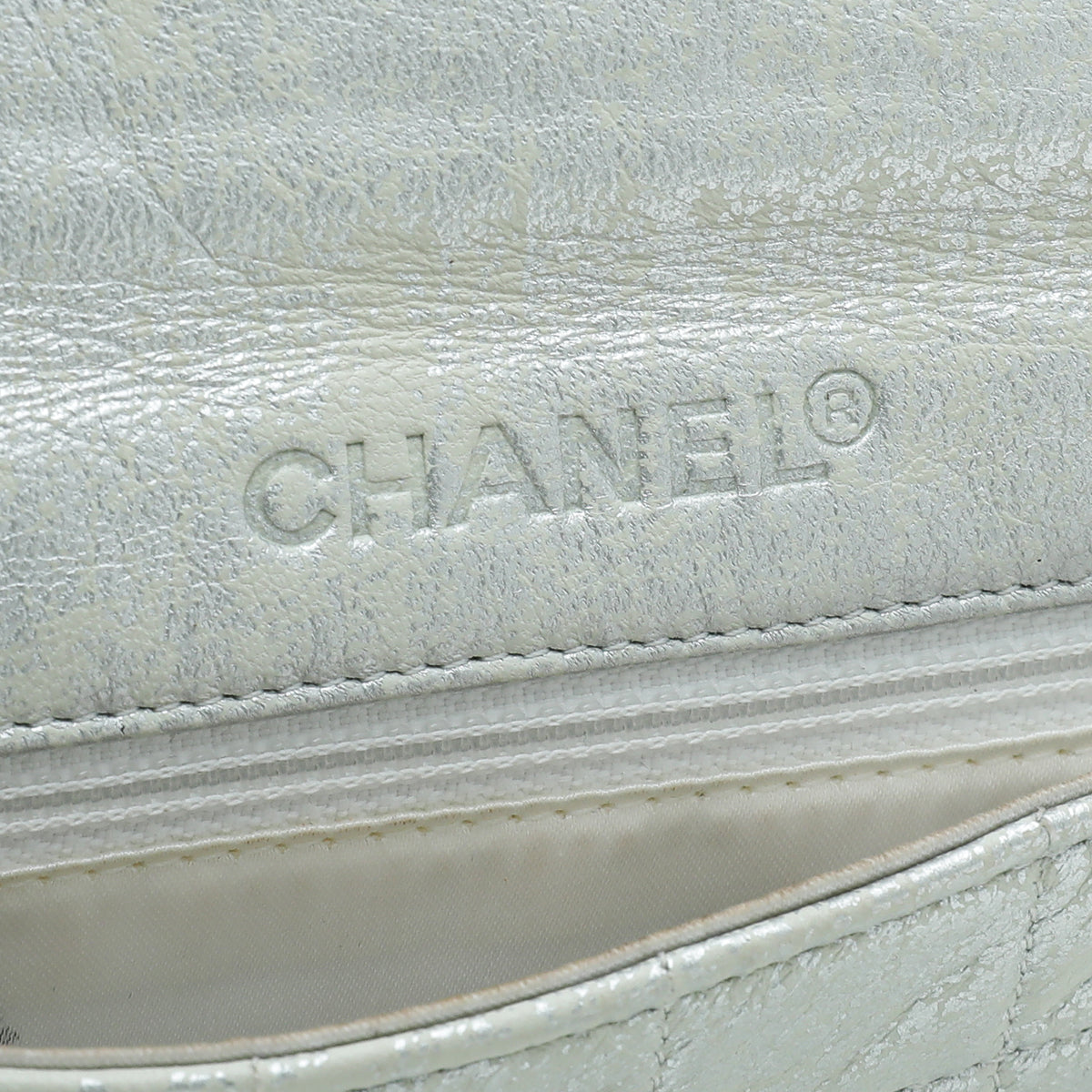 Chanel Silver Chocolate Bar Crystal Chain Bag
