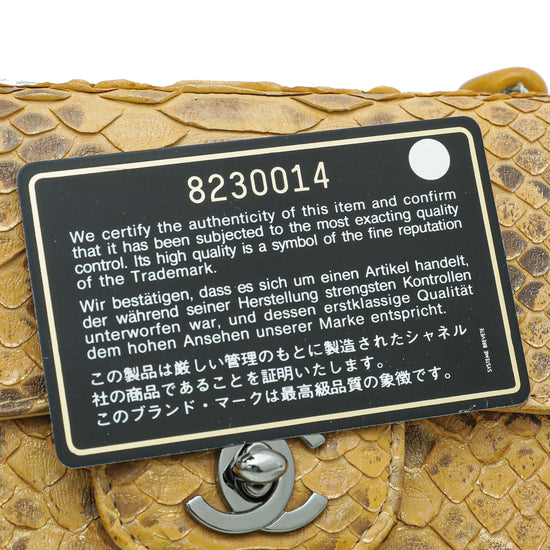 Chanel Cognac Snakeskin CC Kelly Mini Stone Handle Bag