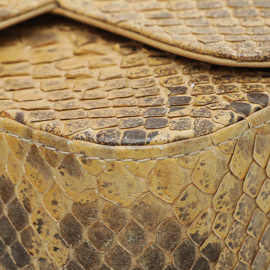 Chanel Cognac Snakeskin CC Kelly Mini Stone Handle Bag