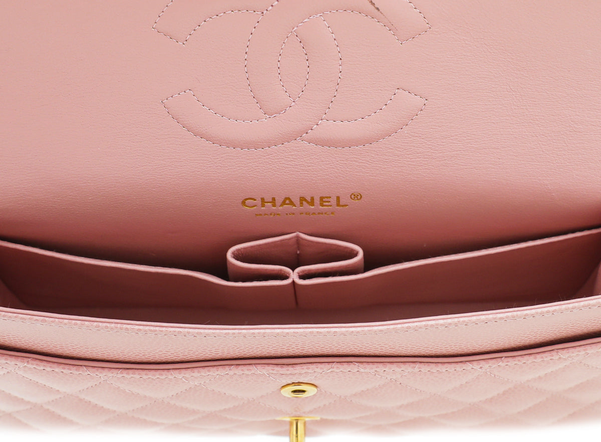 Chanel Pink Tweed Medium Classic Flap GHW