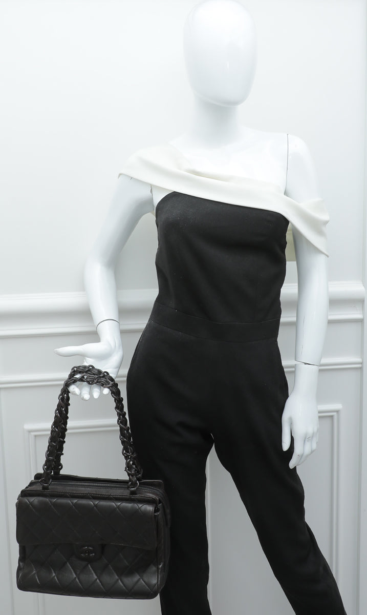 Chanel Chocolate Brown CC Resin Flap Zipped Bag