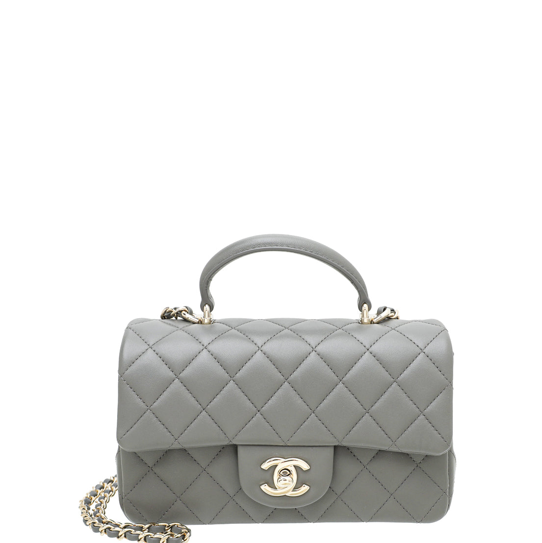 Chanel Grey CC Mini Rectangular Top Handle Bag-Chanel-THE CLOSET
