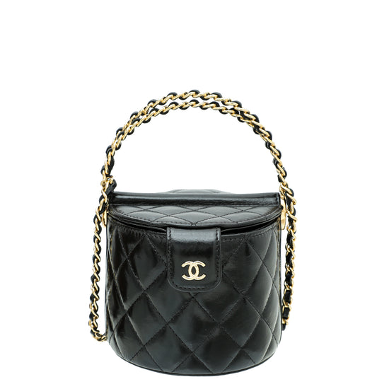 Chanel Black Metallic Round Top Handle Vanity Bag – The Closet
