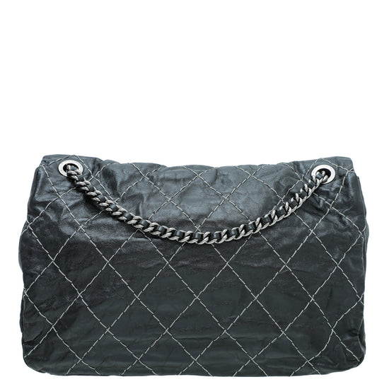 Chanel Black Contrast Double Stitch Flap Bag – The Closet