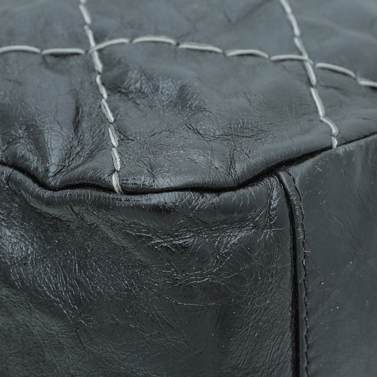 Chanel Black Contrast Double Stitch Flap Bag