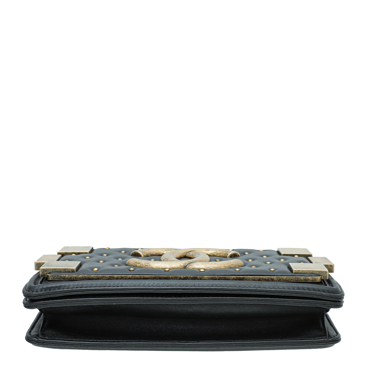 Chanel Black Vintage Studded Boy Brick Horizontal Chain Bag-Chanel-THE CLOSET