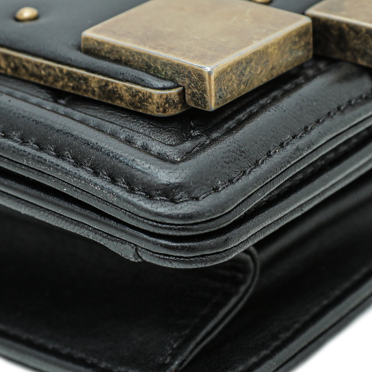 Chanel Black Vintage Studded Boy Brick Horizontal Chain Bag-Chanel-THE CLOSET