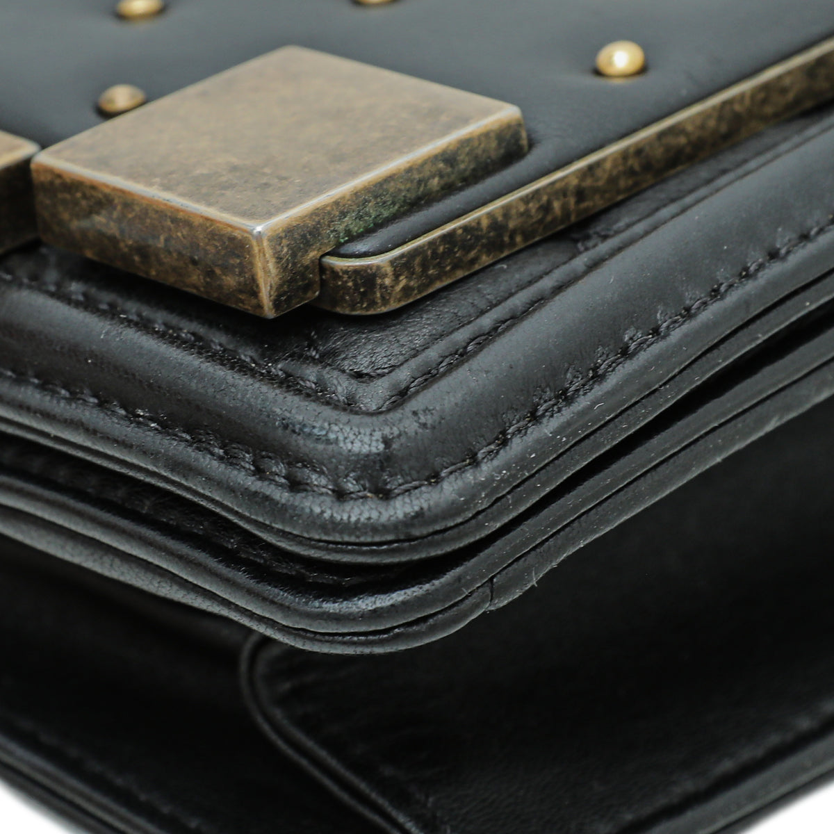 Chanel Black Vintage Studded Boy Brick Horizontal Chain Bag-Chanel-THE CLOSET
