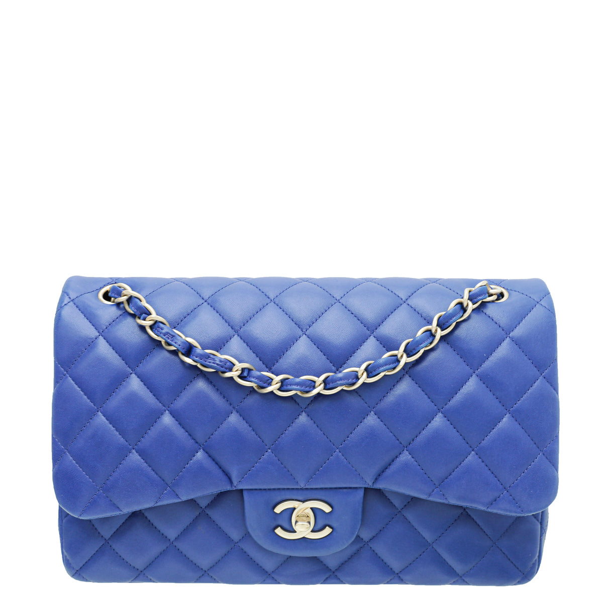 Chanel Royal Blue CC Classic Double Flap Jumbo Bag – The Closet