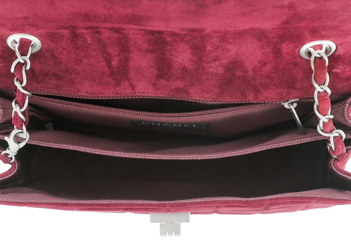 Chanel Burgundy Suede Reissue Lock Pocket Chain Bag