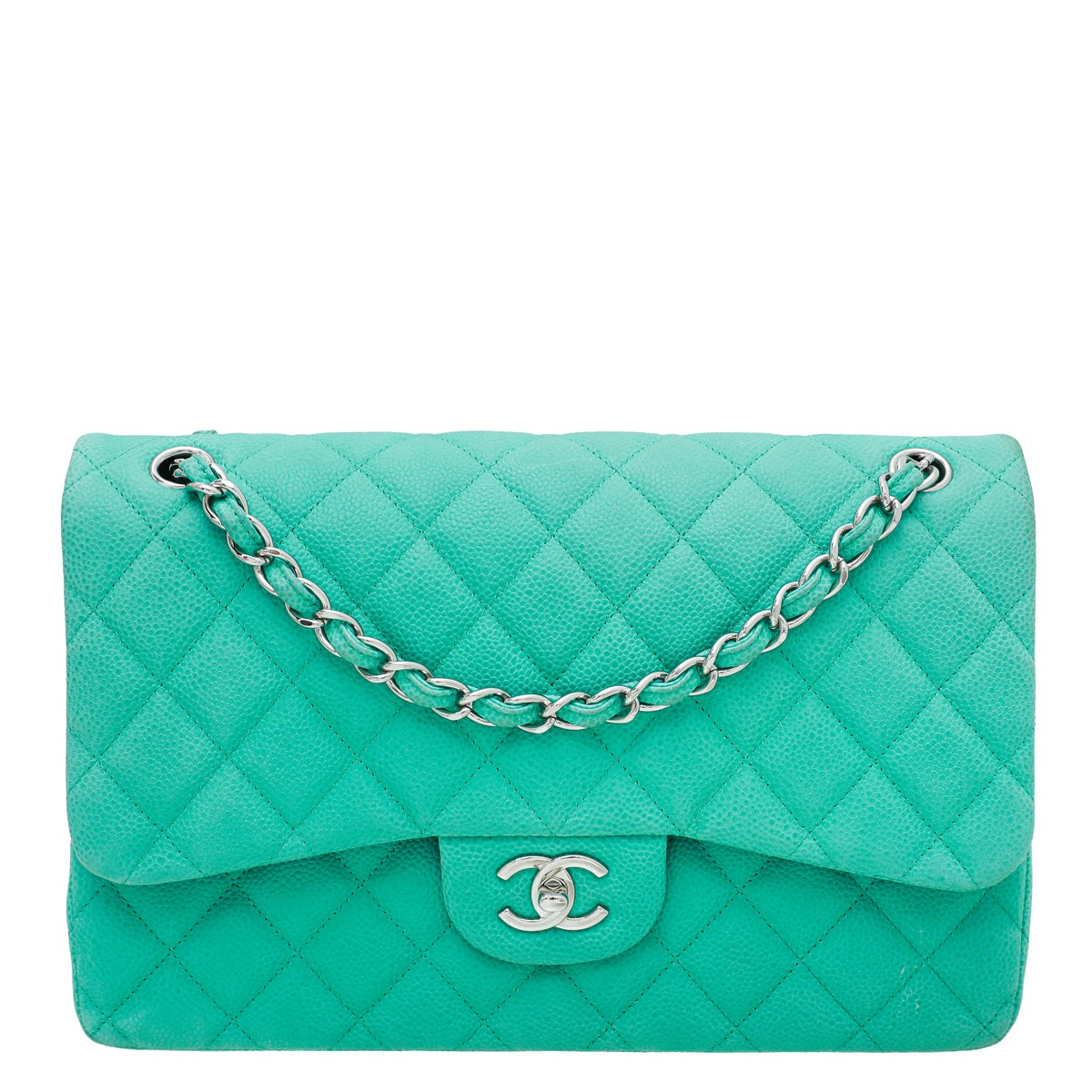 Chanel Green Classic Double Flap Jumbo Bag-Chanel-THE CLOSET