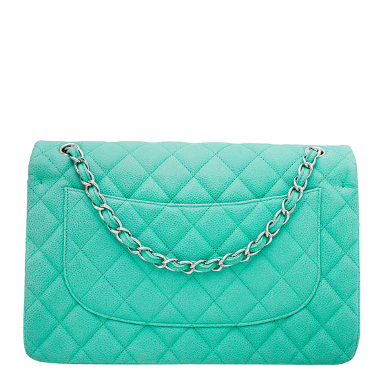 Chanel Green Classic Double Flap Jumbo Bag