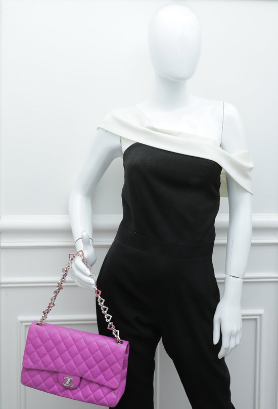 Chanel Light Fuchsia Valentine Heart Link Flap Bag