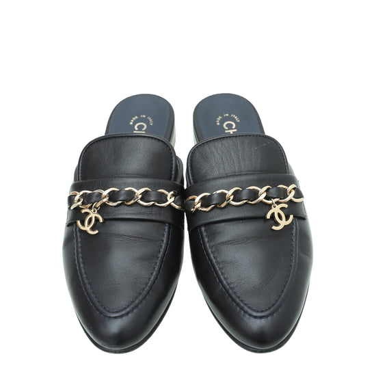 Chanel Indigo Blue CC Chain Mules 38